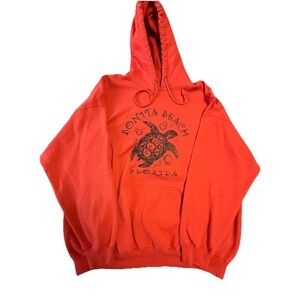 Bonita Beach Florida Turtle Hoodie Sweatshirt 2XL Orange Coral  Heavy Blend